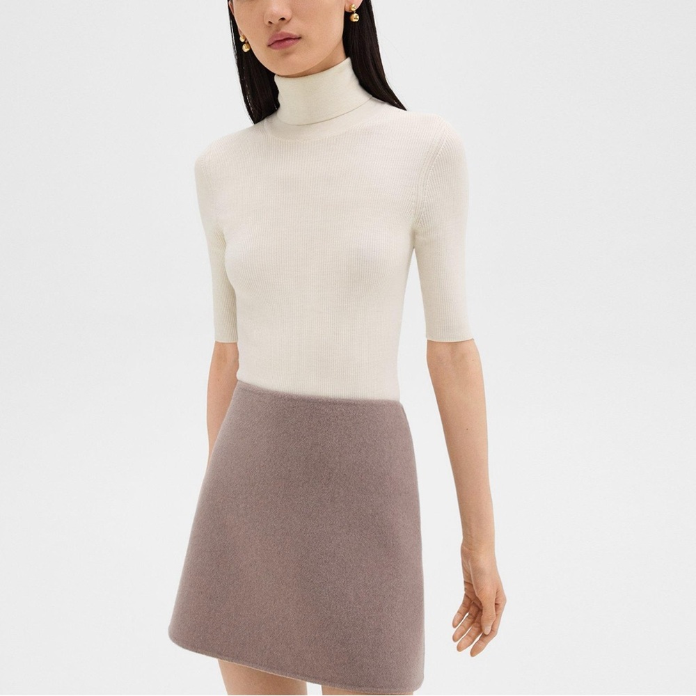 Club Monaco Centie Wool Beige A-Line Skirt Mini Skirt in Brown - Size 4